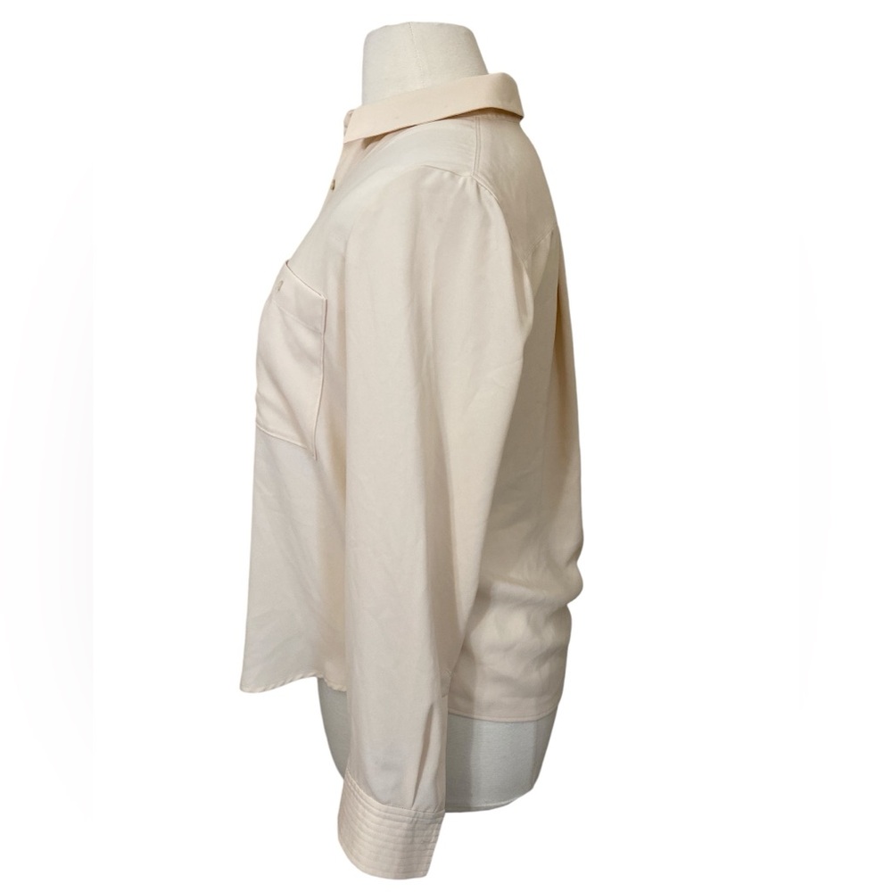 Normcore Cream Button Down Blouse Classic Minimal… - image 2